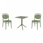 Marcel Bistro Set with Sky 24" Square Folding Table Olive Green S257114