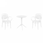 Marcel XL Bistro Set with Sky 24" Round Folding Table White S258121