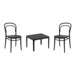 Marie Conversation Set with Sky 24" Side Table Black S251109