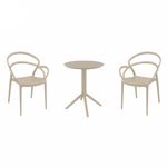 Mila Bistro Set with Sky 24" Round Folding Table Taupe S085121