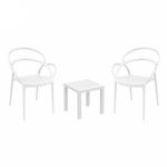 Mila Conversation Set with Ocean Side Table White S085066