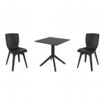 Mio PP Dining Set with Sky 27" Square Table Black S094108