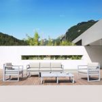 Mykonos 5 Person Lounge Set Silver Gray with Natural Cushion ISP133