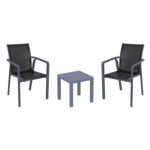 Pacific Balcony Set with Ocean Side Table Dark Gray and Black S023066