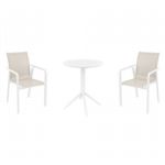 Pacific Bistro Set with Sky 24" Round Folding Table White and Taupe S023121