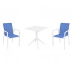 Pacific Dining Set with Sky 27" Square Table White and Blue S023108