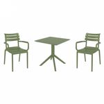 Paris Dining Set with Sky 27" Square Table Olive Green S282108