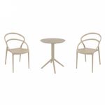 Pia Bistro Set with Sky 24" Round Folding Table Taupe S086121