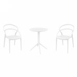 Pia Bistro Set with Sky 24" Round Folding Table White S086121
