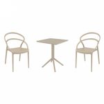 Pia Bistro Set with Sky 24" Square Folding Table Taupe S086114
