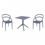 Pia Dining Set with Sky 27" Square Table Dark Gray S086108