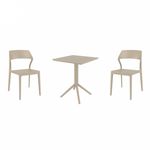 Snow Bistro Set with Sky 24" Square Folding Table Taupe S092114