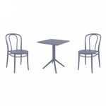 Victor Bistro Set with Sky 24" Square Folding Table Dark Gray S252114