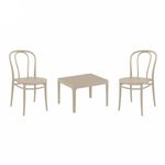 Victor Conversation Set with Sky 24" Side Table Taupe S252109