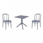 Victor Dining Set with Sky 27" Square Table Dark Gray S252108