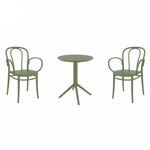 Victor XL Bistro Set with Sky 24" Round Folding Table Olive Green S253121