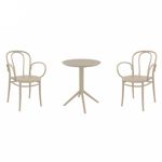 Victor XL Bistro Set with Sky 24" Round Folding Table Taupe S253121