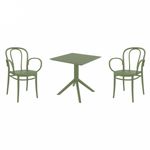 Victor XL Dining Set with Sky 27" Square Table Olive Green S253108