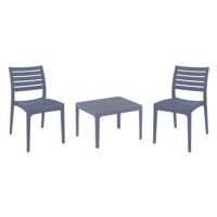 Ares Conversation Set with Sky 24" Side Table Dark Gray S009109