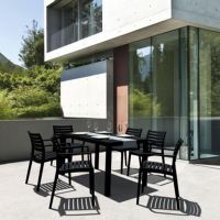 Artemis Resin Rectangle Outdoor Dining Set 7 Piece with Arm Chairs Black ISP1862S