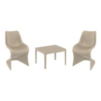 Bloom Conversation Set with Sky 24" Side Table Taupe S048109