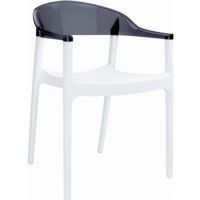 Carmen Dining Armchair White with Transparent Black Back ISP059