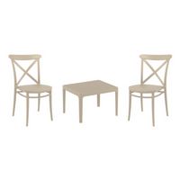 Cross Conversation Set with Sky 24" Side Table Taupe S254109