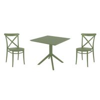 Cross Dining Set with Sky 31" Square Table Olive Green S254106