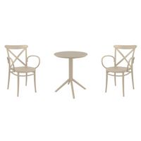 Cross XL Bistro Set with Sky 24" Round Folding Table Taupe S256121