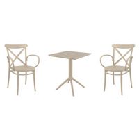 Cross XL Bistro Set with Sky 24" Square Folding Table Taupe S256114