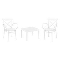 Cross XL Conversation Set with Sky 24" Side Table White S256109