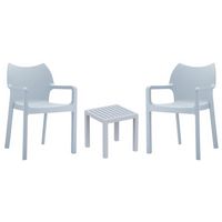 Diva Conversation Set with Ocean Side Table Silver Gray S028066