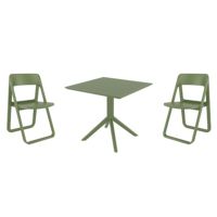 Dream Dining Set with Sky 31" Square Table Olive Green S079106