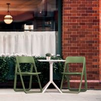 Dream Folding Outdoor Bistro Set with White Table and 2 Olive Green Chairs ISP0791S