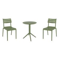 Helen Bistro Set with Sky 24" Round Folding Table Olive Green S284121