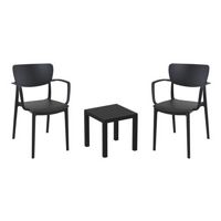 Lisa Conversation Set with Ocean Side Table Black S126066