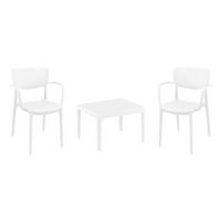 Lisa Conversation Set with Sky 24" Side Table White S126109