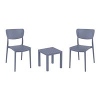 Lucy Conversation Set with Ocean Side Table Dark Gray S129066