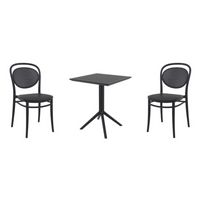 Marcel Bistro Set with Sky 24" Square Folding Table Black S257114