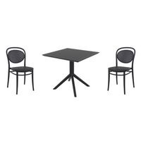 Marcel Dining Set with Sky 31" Square Table Black S257106