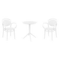 Marcel XL Bistro Set with Sky 24" Round Folding Table White S258121