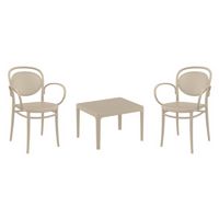 Marcel XL Conversation Set with Sky 24" Side Table Taupe S258109