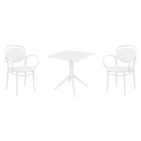 Marcel XL Dining Set with Sky 27" Square Table White S258108