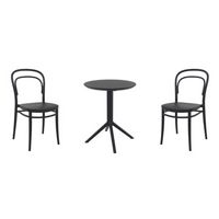 Marie Bistro Set with Sky 24" Round Folding Table Black S251121