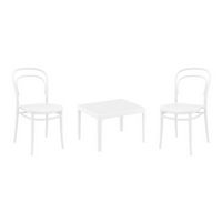 Marie Conversation Set with Sky 24" Side Table White S251109