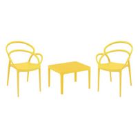 Mila Conversation Set with Sky 24" Side Table Yellow S085109