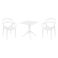 Mila Dining Set with Sky 27" Square Table White S085108