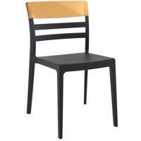 Moon Dining Chair Black with Transparent Amber ISP090