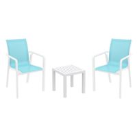 Pacific Balcony Set with Ocean Side Table White and Turquoise S023066