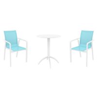 Pacific Bistro Set with Octopus 24" Round Table White and Turquoise S023160